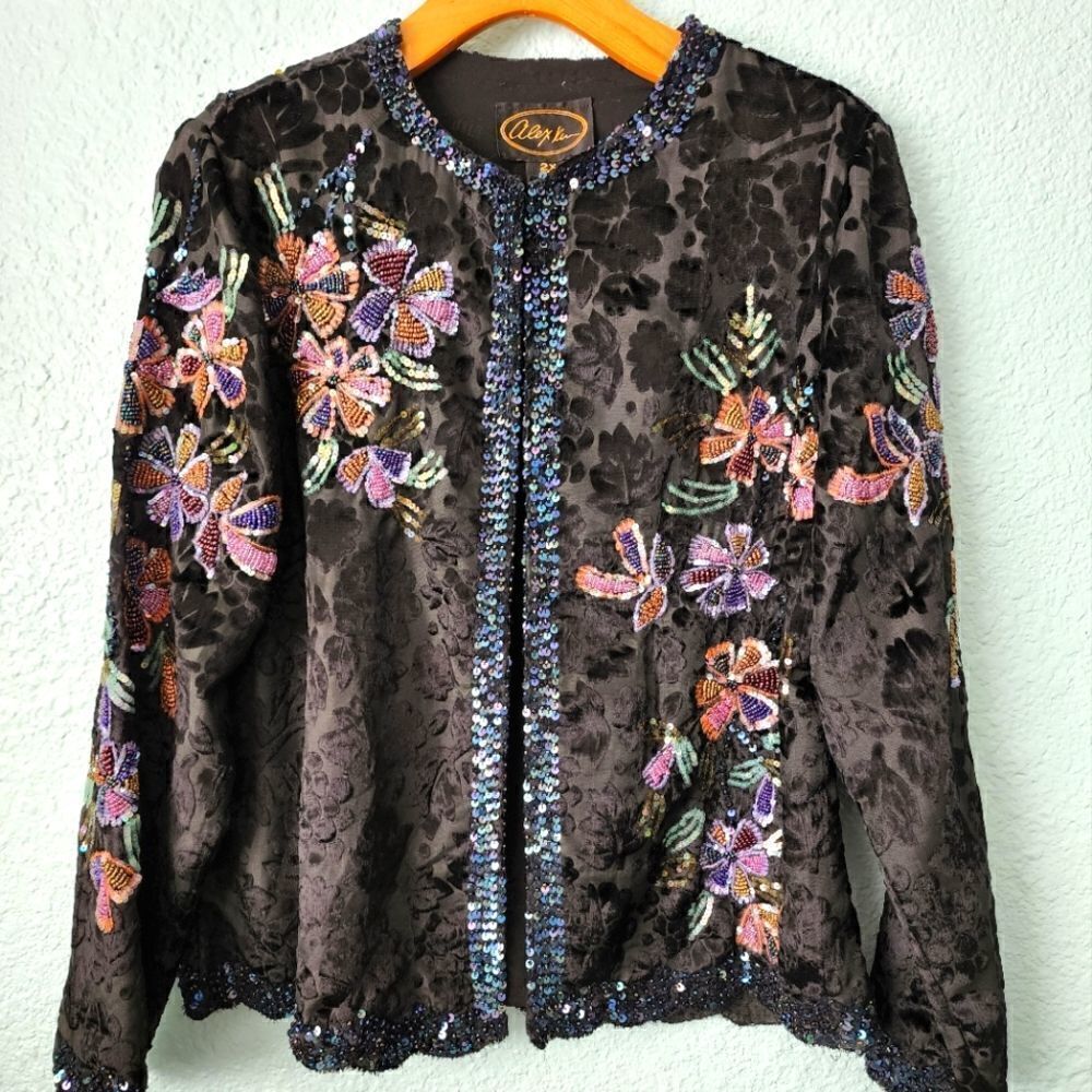 Alex kim cardigan vintage beads and sequins blazer